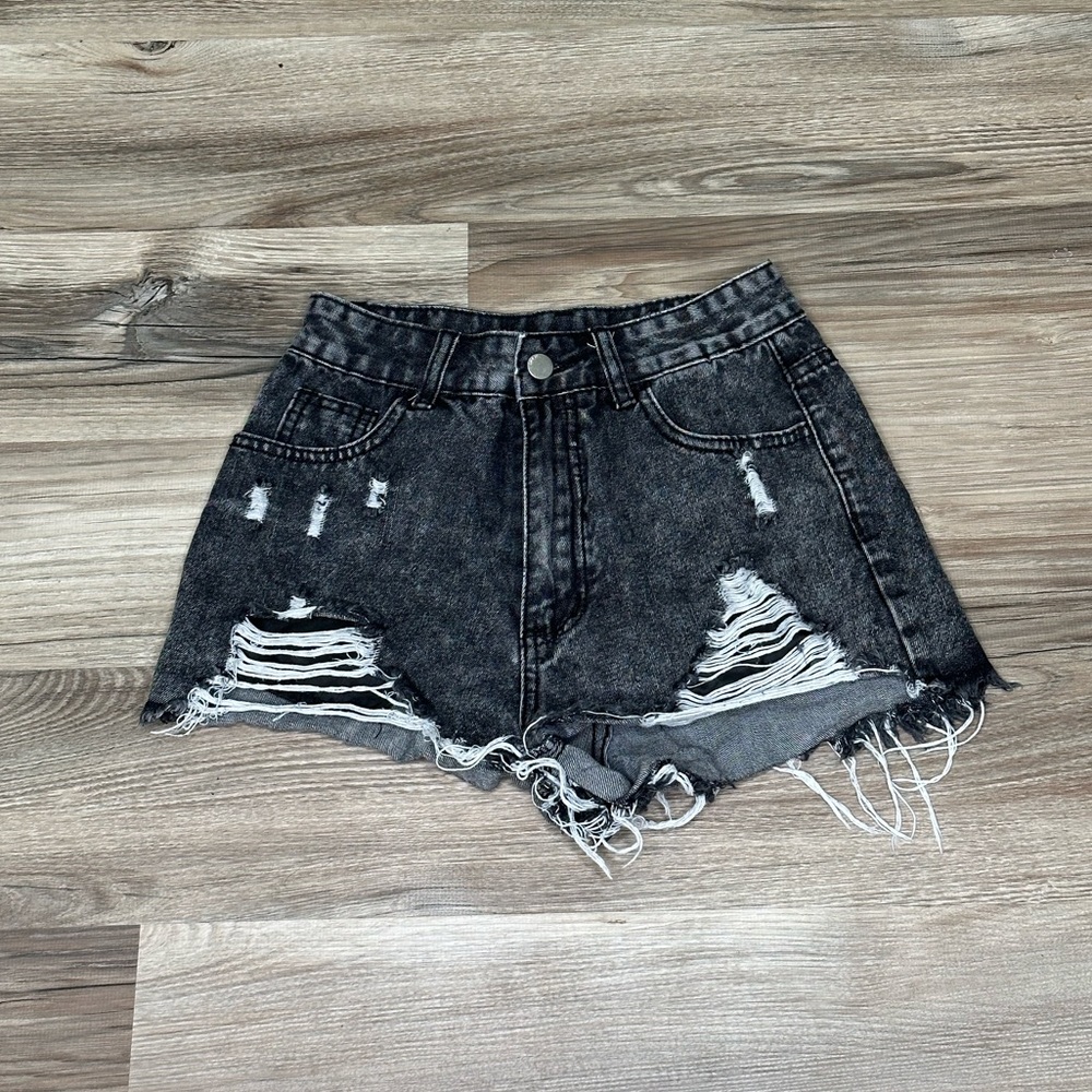 Shein black denim shorts